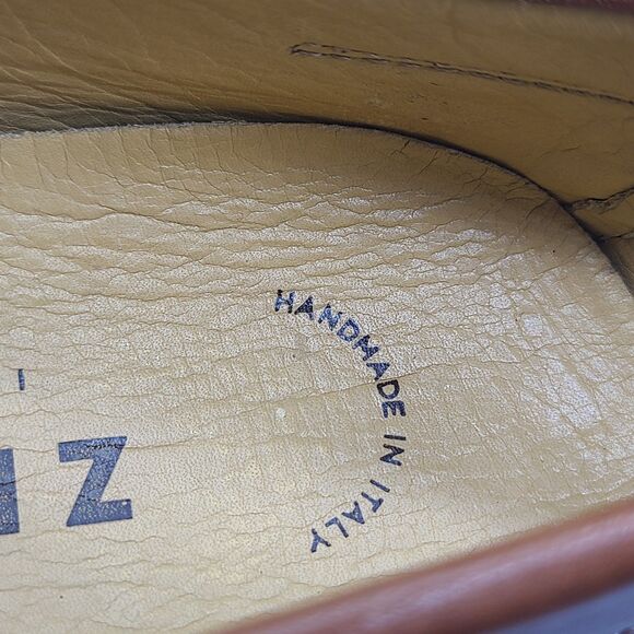 Zelli Monza mens tan brown Italian Calfskin Driver Penny Loafers Italy sz 11.5 main image 8